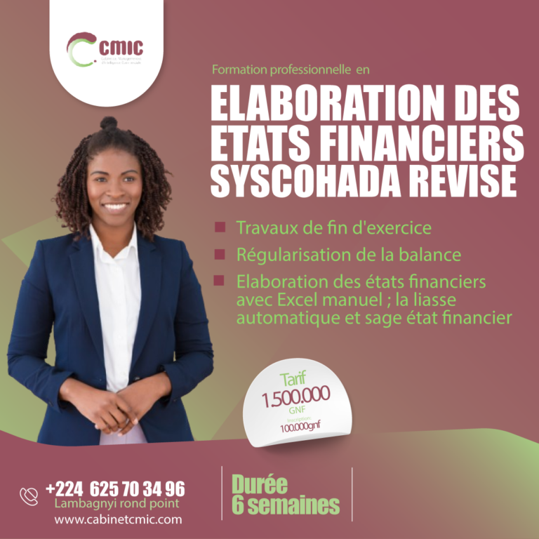 FORMATION PROFESSIONNELLE EN ELABORATION DES ETATS FINANCIERS